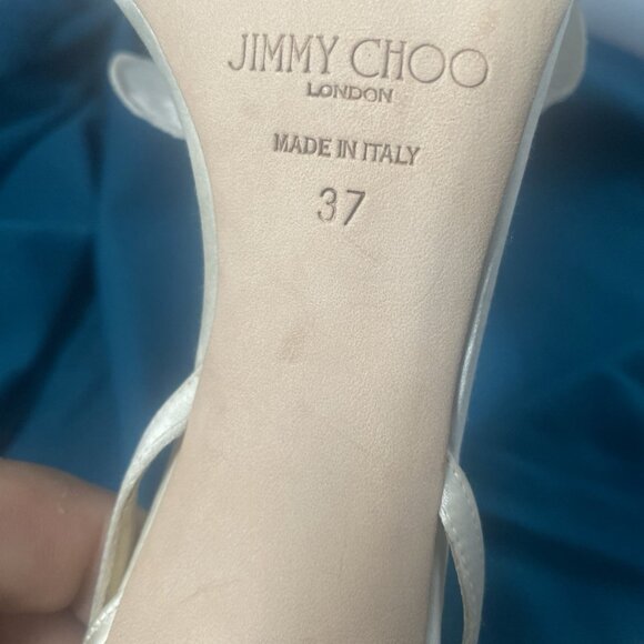 JIMMY CHOO AURELIA 100 IVORY SATIN SANDALS HIGH HEELS - Picture 6 of 6